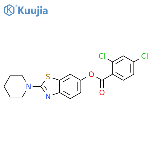 2-(piperidin-1-yl)-1,3-benzothiazol-6-yl 2,4-dichlorobenzoate structure