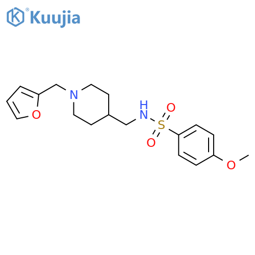 N-({1-(furan-2-yl)methylpiperidin-4-yl}methyl)-4-methoxybenzene-1-sulfonamide structure
