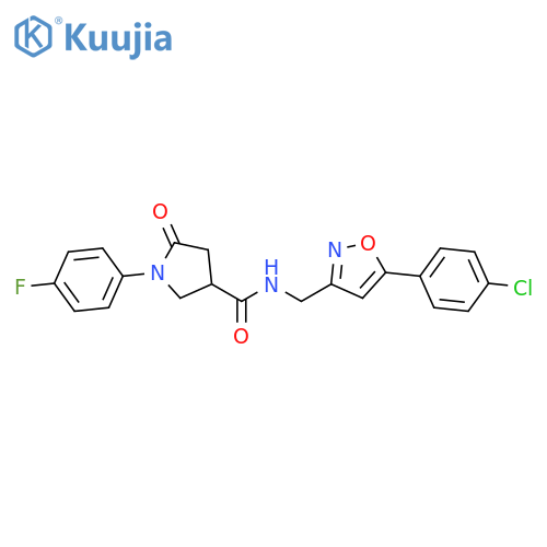 N-{5-(4-chlorophenyl)-1,2-oxazol-3-ylmethyl}-1-(4-fluorophenyl)-5-oxopyrrolidine-3-carboxamide structure