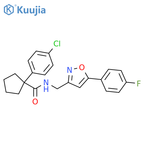1-(4-chlorophenyl)-N-{5-(4-fluorophenyl)-1,2-oxazol-3-ylmethyl}cyclopentane-1-carboxamide structure