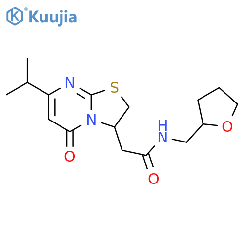 2-5-oxo-7-(propan-2-yl)-2H,3H,5H-1,3thiazolo3,2-apyrimidin-3-yl-N-(oxolan-2-yl)methylacetamide structure