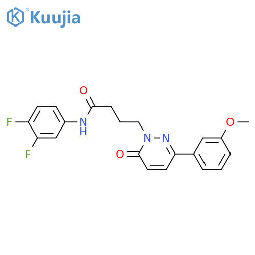 N-(3,4-difluorophenyl)-4-3-(3-methoxyphenyl)-6-oxo-1,6-dihydropyridazin-1-ylbutanamide structure
