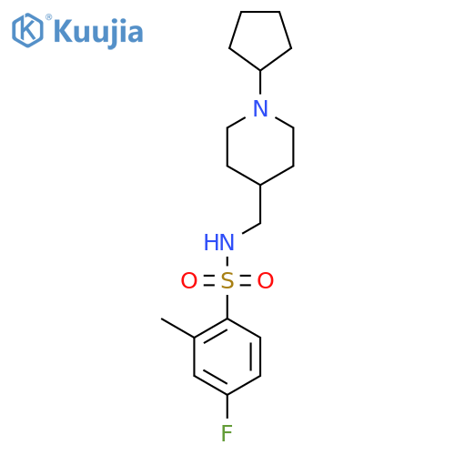 N-(1-cyclopentylpiperidin-4-yl)methyl-4-fluoro-2-methylbenzene-1-sulfonamide structure