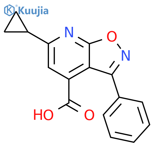 6-cyclopropyl-3-phenyl-[1,2]oxazolo[5,4-b]pyridine-4-carboxylic acid structure