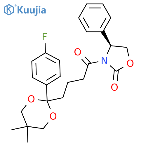 (4S)-3-4-2-(4-Fluorophenyl)-5,5-dimethyl-1,3-dioxan-2-yl-1-oxobutyl-4-phenyl-2-oxazolidinone structure