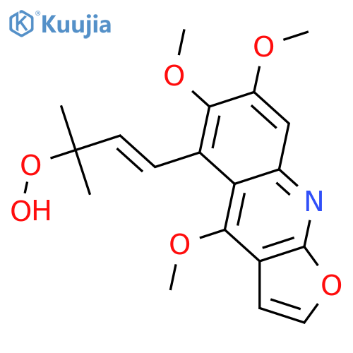 5-(3-Hydroxy-3-methyl-1-butenyl)-4,6-dimethoxyfuro[2,3-b]quinoline; (E)-form, 7-Methoxy, 3'-hydroperoxide structure