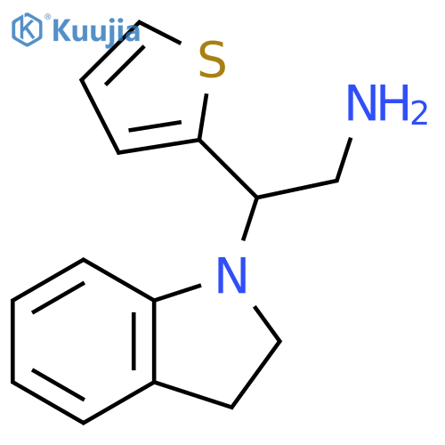 2-(2,3-dihydro-1H-indol-1-yl)-2-(thiophen-2-yl)ethan-1-amine structure