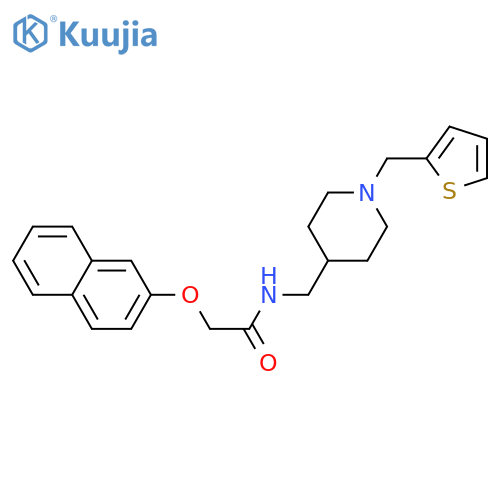 2-(naphthalen-2-yloxy)-N-({1-(thiophen-2-yl)methylpiperidin-4-yl}methyl)acetamide structure