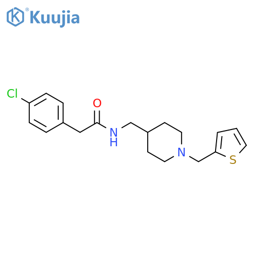 2-(4-chlorophenyl)-N-({1-(thiophen-2-yl)methylpiperidin-4-yl}methyl)acetamide structure