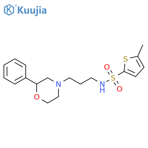 5-methyl-N-3-(2-phenylmorpholin-4-yl)propylthiophene-2-sulfonamide structure