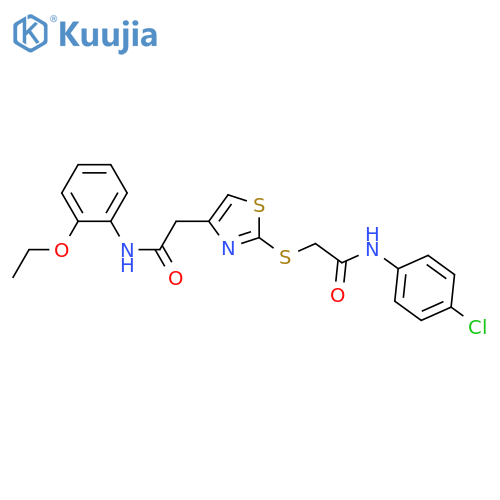 N-(4-chlorophenyl)-2-(4-{(2-ethoxyphenyl)carbamoylmethyl}-1,3-thiazol-2-yl)sulfanylacetamide structure