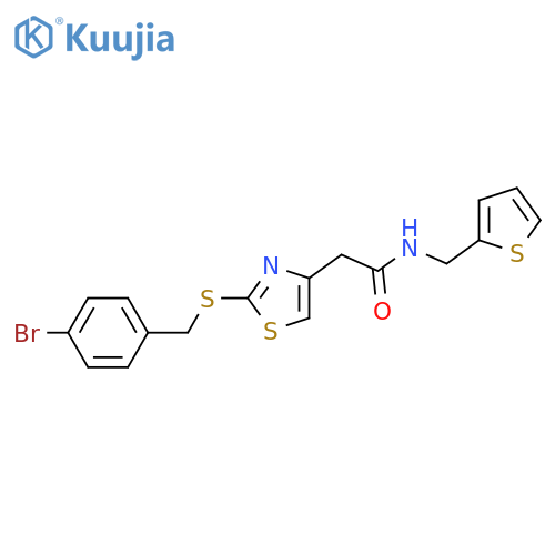 2-(2-{(4-bromophenyl)methylsulfanyl}-1,3-thiazol-4-yl)-N-(thiophen-2-yl)methylacetamide structure