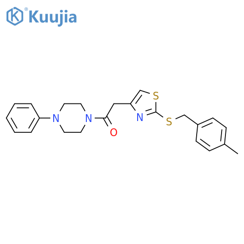 2-(2-{(4-methylphenyl)methylsulfanyl}-1,3-thiazol-4-yl)-1-(4-phenylpiperazin-1-yl)ethan-1-one structure