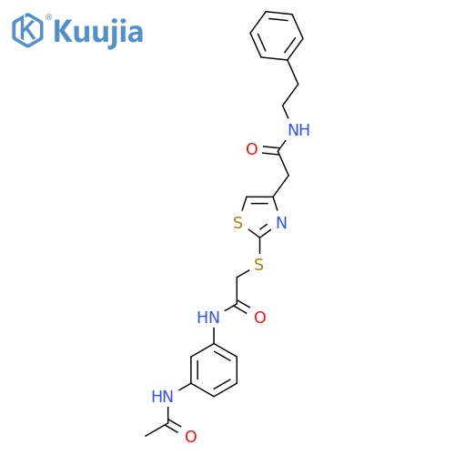 2-2-({(3-acetamidophenyl)carbamoylmethyl}sulfanyl)-1,3-thiazol-4-yl-N-(2-phenylethyl)acetamide structure