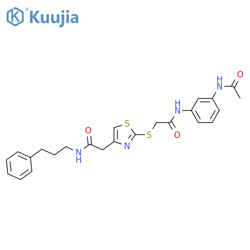 2-2-({(3-acetamidophenyl)carbamoylmethyl}sulfanyl)-1,3-thiazol-4-yl-N-(3-phenylpropyl)acetamide structure