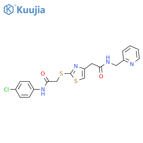 2-2-({(4-chlorophenyl)carbamoylmethyl}sulfanyl)-1,3-thiazol-4-yl-N-(pyridin-2-yl)methylacetamide structure
