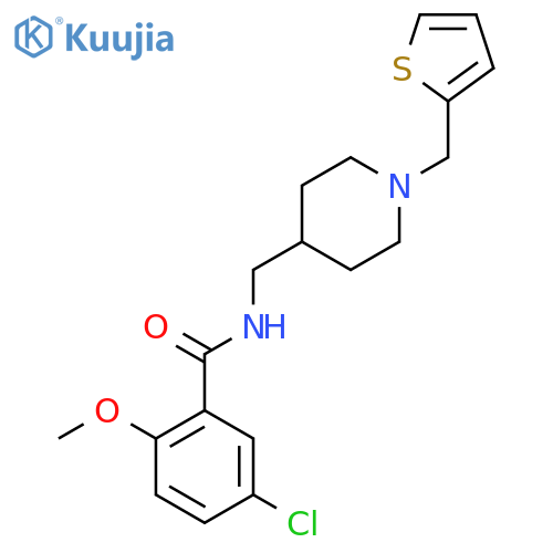 5-chloro-2-methoxy-N-({1-(thiophen-2-yl)methylpiperidin-4-yl}methyl)benzamide structure
