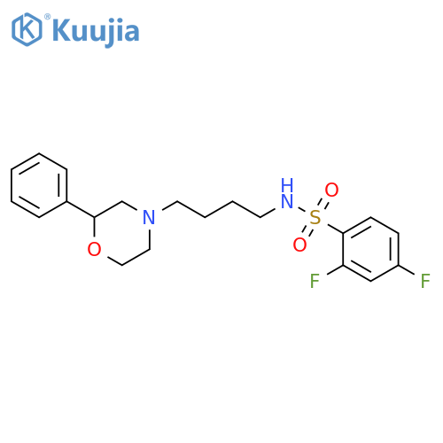 2,4-difluoro-N-4-(2-phenylmorpholin-4-yl)butylbenzene-1-sulfonamide structure