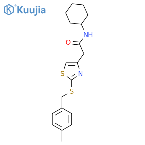 N-cyclohexyl-2-(2-{(4-methylphenyl)methylsulfanyl}-1,3-thiazol-4-yl)acetamide structure
