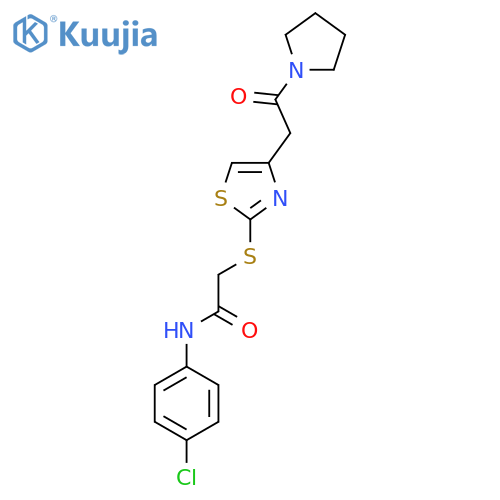 N-(4-chlorophenyl)-2-({4-2-oxo-2-(pyrrolidin-1-yl)ethyl-1,3-thiazol-2-yl}sulfanyl)acetamide structure