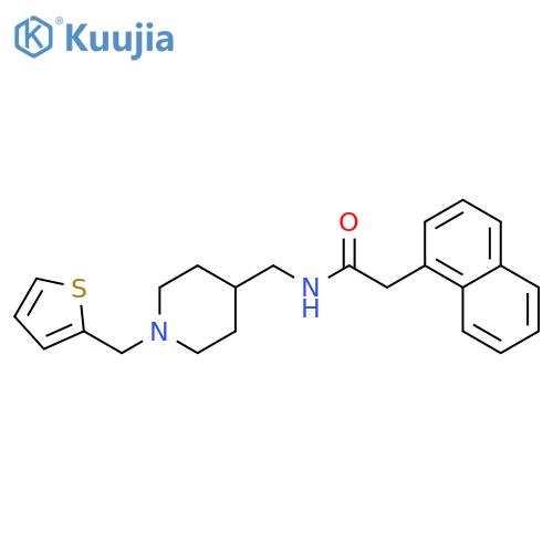 2-(naphthalen-1-yl)-N-({1-(thiophen-2-yl)methylpiperidin-4-yl}methyl)acetamide structure