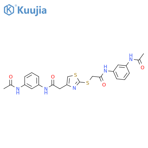 N-(3-acetamidophenyl)-2-(4-{(3-acetamidophenyl)carbamoylmethyl}-1,3-thiazol-2-yl)sulfanylacetamide structure