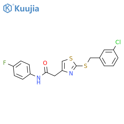 2-(2-{(3-chlorophenyl)methylsulfanyl}-1,3-thiazol-4-yl)-N-(4-fluorophenyl)acetamide structure