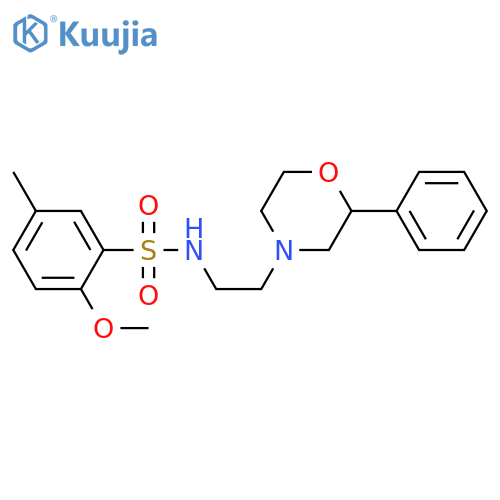 2-methoxy-5-methyl-N-2-(2-phenylmorpholin-4-yl)ethylbenzene-1-sulfonamide structure