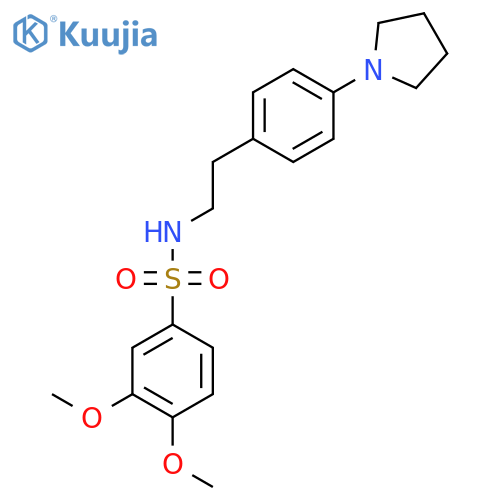 3,4-dimethoxy-N-{2-4-(pyrrolidin-1-yl)phenylethyl}benzene-1-sulfonamide structure