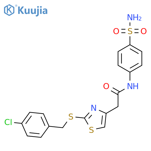 2-(2-{(4-chlorophenyl)methylsulfanyl}-1,3-thiazol-4-yl)-N-(4-sulfamoylphenyl)acetamide structure