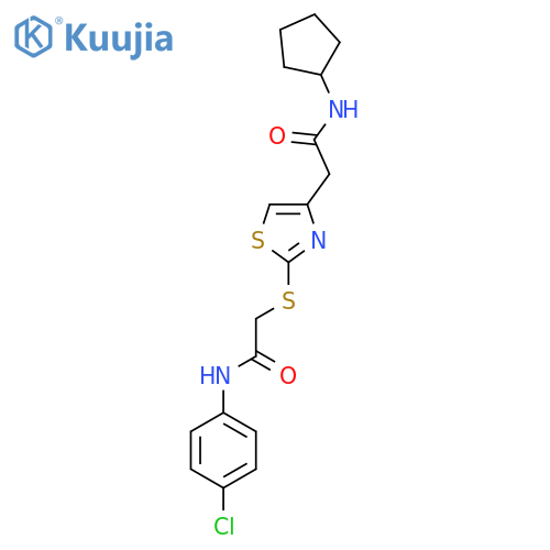 N-(4-chlorophenyl)-2-({4-(cyclopentylcarbamoyl)methyl-1,3-thiazol-2-yl}sulfanyl)acetamide structure