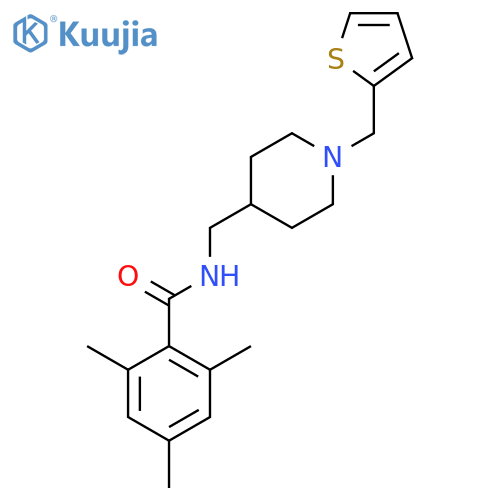 2,4,6-trimethyl-N-({1-(thiophen-2-yl)methylpiperidin-4-yl}methyl)benzamide structure
