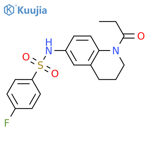 4-fluoro-N-(1-propanoyl-1,2,3,4-tetrahydroquinolin-6-yl)benzene-1-sulfonamide structure