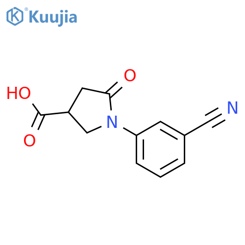 1-(3-cyanophenyl)-5-oxopyrrolidine-3-carboxylic acid structure