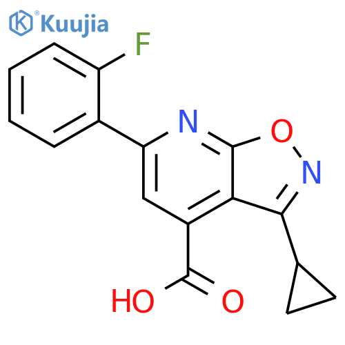 3-cyclopropyl-6-(2-fluorophenyl)-[1,2]oxazolo[5,4-b]pyridine-4-carboxylic acid structure