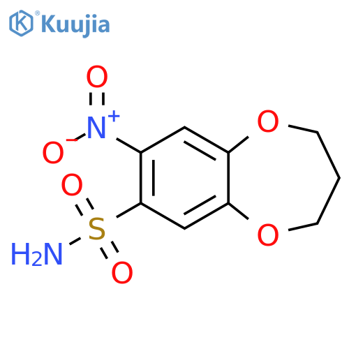 8-nitro-3,4-dihydro-2H-1,5-benzodioxepine-7-sulfonamide structure
