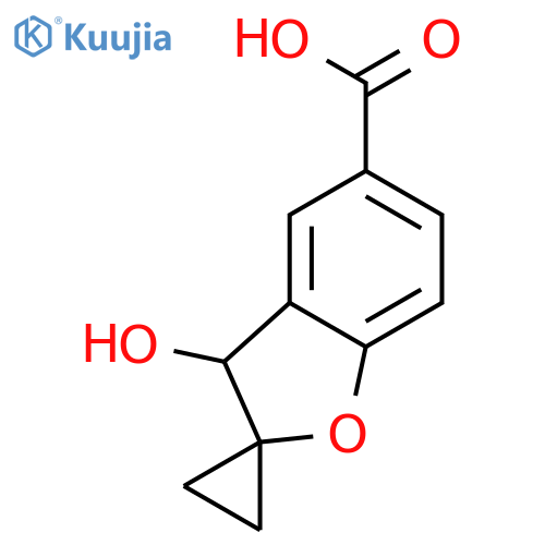 Spiro[benzofuran-2(3H),1'-cyclopropane]-5-carboxylic acid, 3-hydroxy- structure