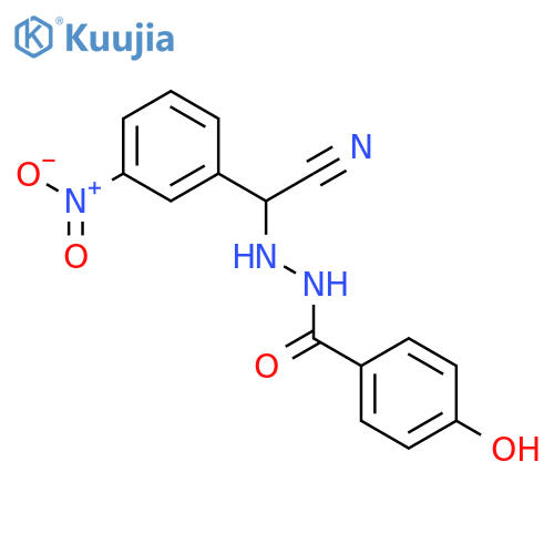 Benzoic acid, 4-hydroxy-, 2-[cyano(3-nitrophenyl)methyl]hydrazide structure