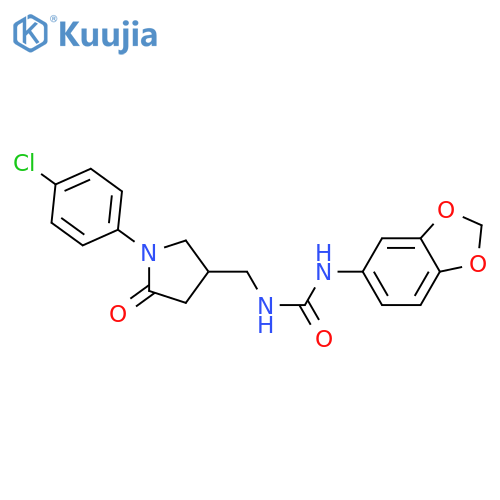 1-(2H-1,3-benzodioxol-5-yl)-3-{1-(4-chlorophenyl)-5-oxopyrrolidin-3-ylmethyl}urea structure
