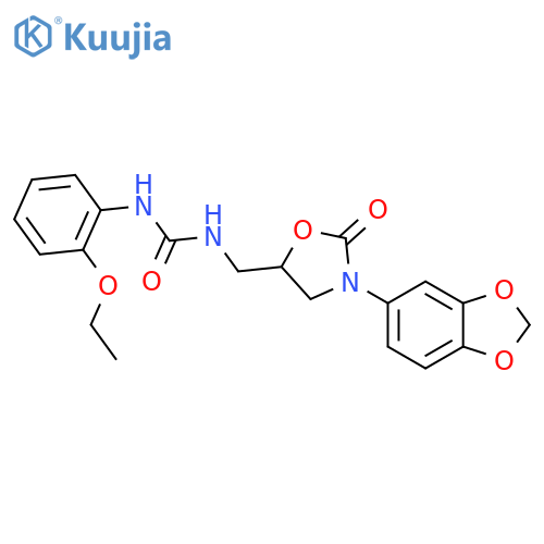 3-{3-(2H-1,3-benzodioxol-5-yl)-2-oxo-1,3-oxazolidin-5-ylmethyl}-1-(2-ethoxyphenyl)urea structure