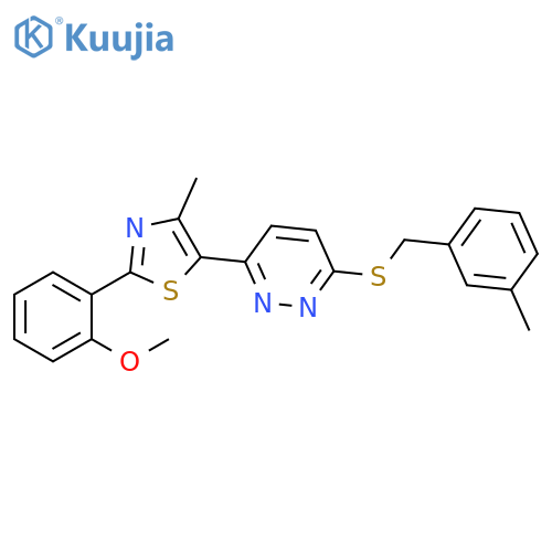 3-2-(2-methoxyphenyl)-4-methyl-1,3-thiazol-5-yl-6-{(3-methylphenyl)methylsulfanyl}pyridazine structure