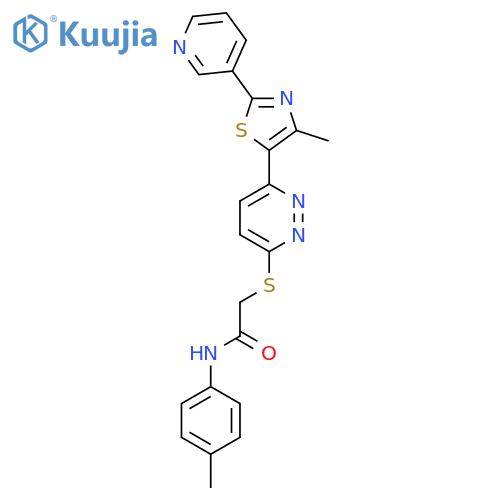 2-({6-4-methyl-2-(pyridin-3-yl)-1,3-thiazol-5-ylpyridazin-3-yl}sulfanyl)-N-(4-methylphenyl)acetamide structure