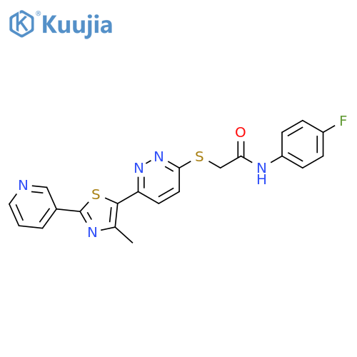 N-(4-fluorophenyl)-2-({6-4-methyl-2-(pyridin-3-yl)-1,3-thiazol-5-ylpyridazin-3-yl}sulfanyl)acetamide structure