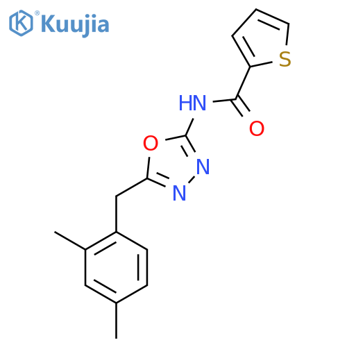 N-{5-(2,4-dimethylphenyl)methyl-1,3,4-oxadiazol-2-yl}thiophene-2-carboxamide structure