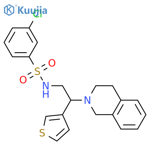 3-chloro-N-2-(1,2,3,4-tetrahydroisoquinolin-2-yl)-2-(thiophen-3-yl)ethylbenzene-1-sulfonamide structure
