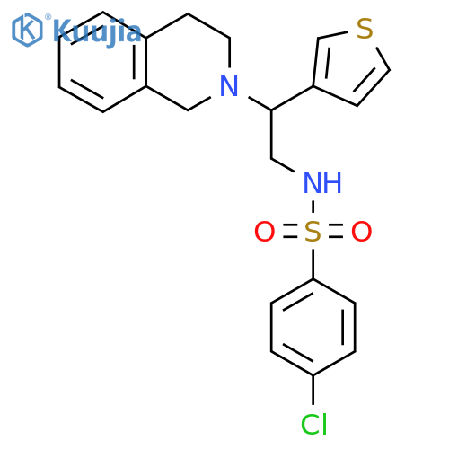 4-chloro-N-2-(1,2,3,4-tetrahydroisoquinolin-2-yl)-2-(thiophen-3-yl)ethylbenzene-1-sulfonamide structure