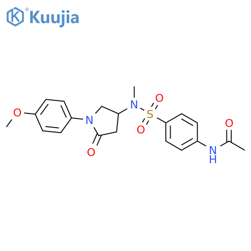 N-4-({1-(4-methoxyphenyl)-5-oxopyrrolidin-3-ylmethyl}sulfamoyl)phenylacetamide structure