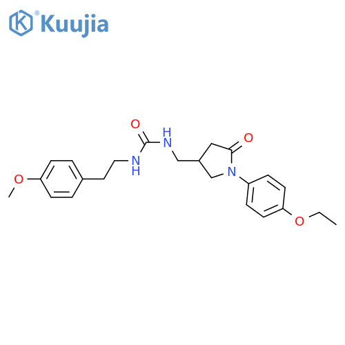 3-{1-(4-ethoxyphenyl)-5-oxopyrrolidin-3-ylmethyl}-1-2-(4-methoxyphenyl)ethylurea structure