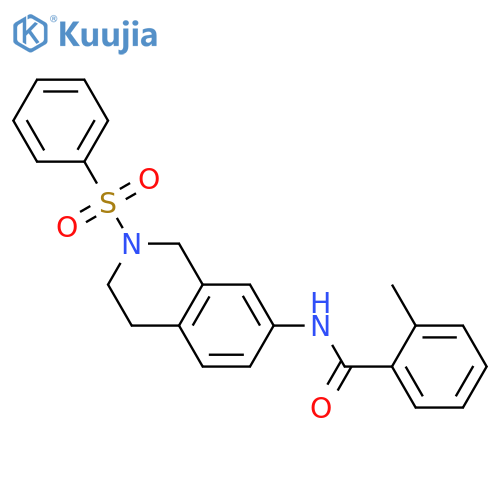 N-2-(benzenesulfonyl)-1,2,3,4-tetrahydroisoquinolin-7-yl-2-methylbenzamide structure