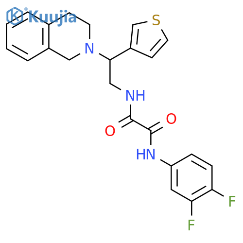 N'-(3,4-difluorophenyl)-N-2-(1,2,3,4-tetrahydroisoquinolin-2-yl)-2-(thiophen-3-yl)ethylethanediamide structure